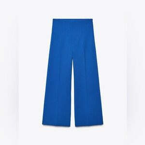 ✨ NWT Zara ZW Collection Electric Blue Wide Leg Cropped Pants Size S ✨